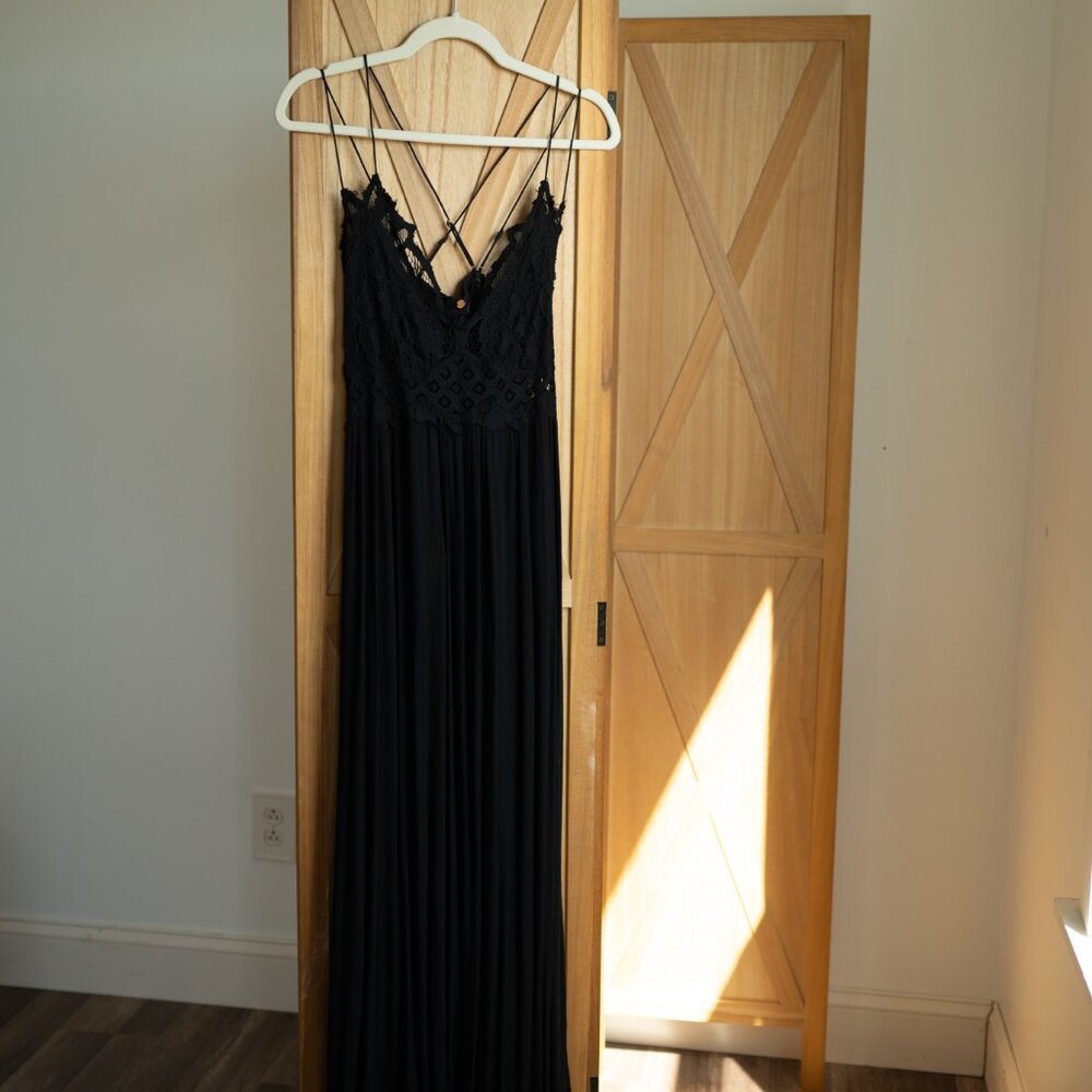 Free People Adella Maxi Slip Dress - Black